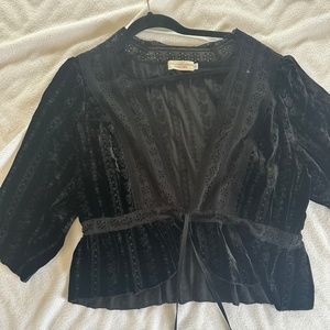 Johnny Was Velvet Eyelet Peplum Blouse (NWT)